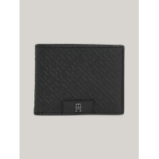 Tommy Hilfiger Monogram Small Leather Credit Card Wallet Black