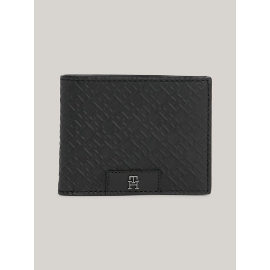 Tommy Hilfiger Monogram Small Leather Credit Card Wallet Black