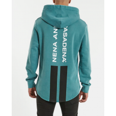 Nena and Pasadena Midnight Hooded Dual Curved Sweater Pigment Hydro Blue 