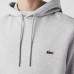 Lacoste Men's Kangaroo Pocket Organic Cotton Hooded Sweatshirt Grey