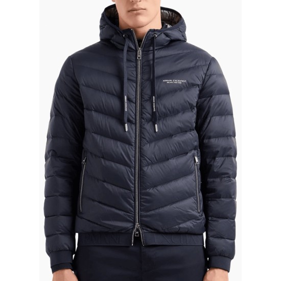Armani Exchange Milano New York Hooded Puffer Jacket Navy