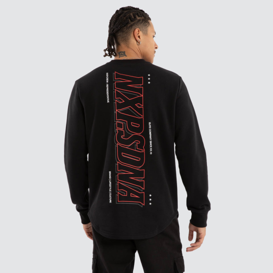 Nena and Pasadena Distance Dual Curved Sweater Jet Black