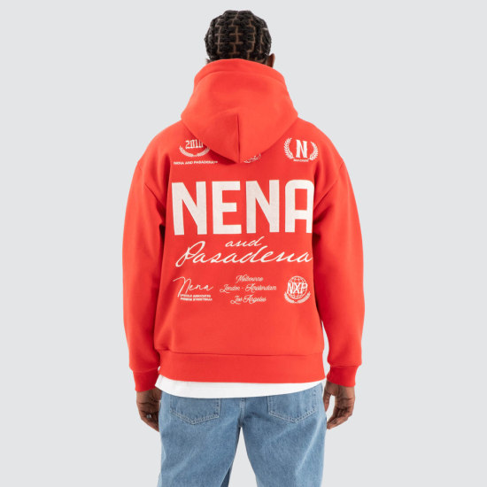 Nena and Pasadena United Relaxed Hoodie Poppy Red
