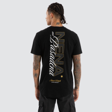 Nena and Pasadena Veered Dual Curved Tee Jet Black
