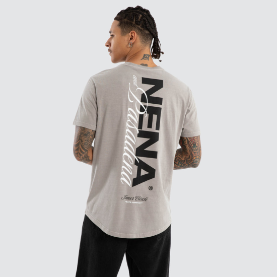 Nena and Pasadena Veered Dual Curved Tee Pigment Paloma