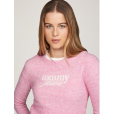 Tommy Jeans Crop Script Sweater Pink Crush Heather