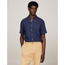 Tommy Hilfiger Pigment Dyed Linen R/F S/S Shirt Carbon Navy