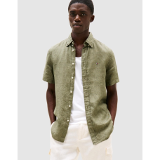 Tommy Hilfiger Pigment Dyed Linen R/F S/S Shirt Battle Green