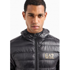 EA7 Emporio Armani Packable Hooded Core Identity Puffer Jacket Black/Gold