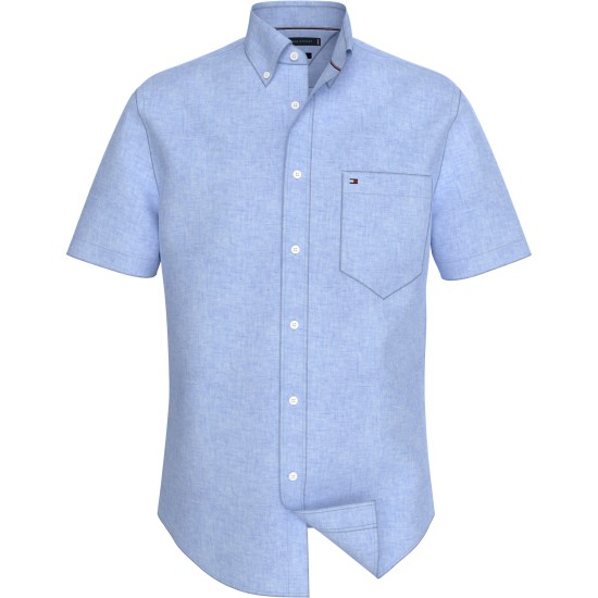 Tommy Hilfiger Pigment Dyed Linen R/F Shirt Vessel Blue