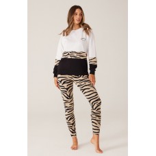Cartel & Willow Pixie Yoga Pants Taupe Zebra