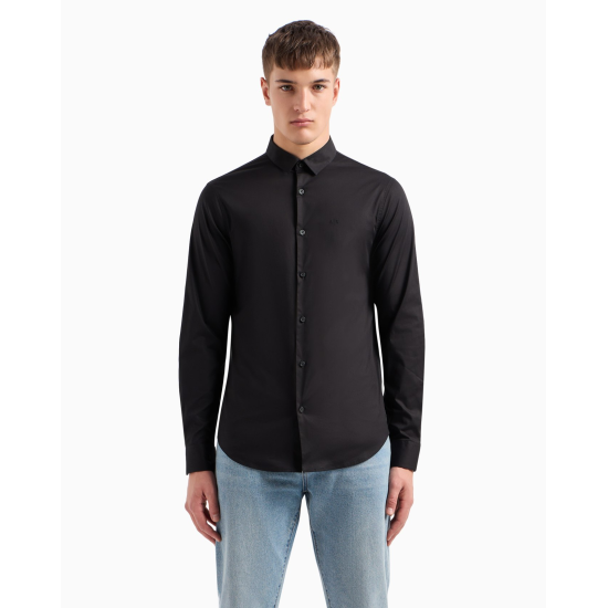 Armani Exchange Slim Stretch Poplin Shirt Black