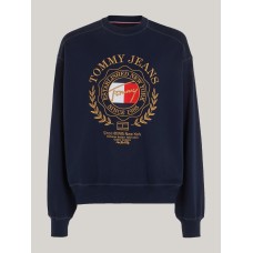 Tommy Jeans Boxy Prep Explorer Lux Crew Sweat Dark Night