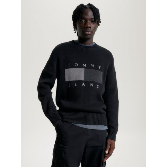Tommy Jeans Relaxed Tonal Flag Sweater Black