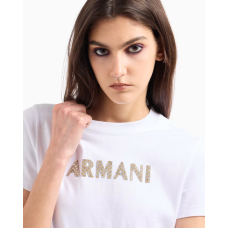 Armani Exchange Rhinestone Logo Tee White