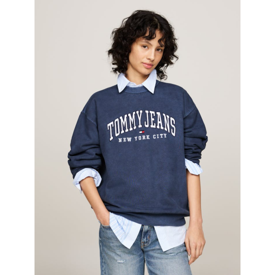 Tommy Jeans Relaxed Varsity Crew Neck Sweater Dark Night Navy WMNS