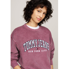 Tommy Jeans Relaxed Varsity Crew Neck Sweater Deep Rouge WMNS