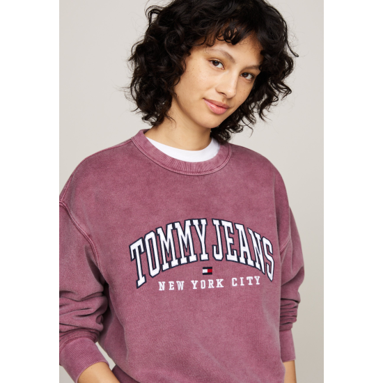Tommy Jeans Relaxed Varsity Crew Neck Sweater Deep Rouge WMNS