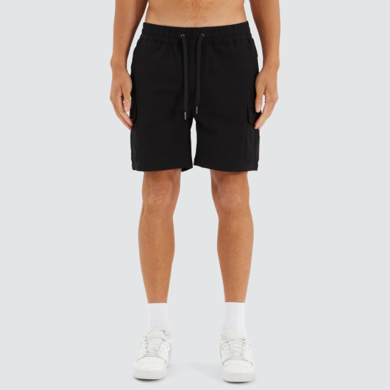 Nena and Pasadena S150 Slim Stretch Cargo Short Black