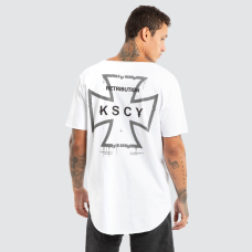 Kiss Chacey Scrawl Raw V-Neck Tee White