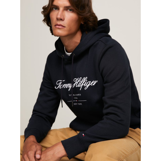 Tommy Hilfiger Script Logo Hoody Jet Black