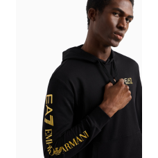 EA7 Emporio Armani Cotton Blend Logo Series Hood Black/Gold
