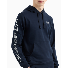 EA7 Emporio Armani Cotton Blend Logo Series Hood Navy/White