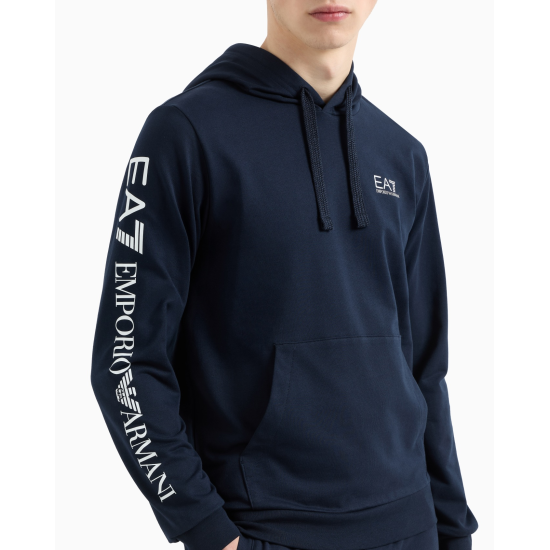 EA7 Emporio Armani Cotton Blend Logo Series Hood Navy/White