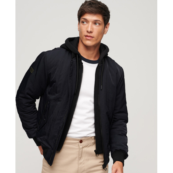 Superdry Military Hooded MA1 Jacket Jet Black