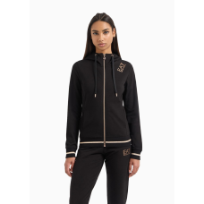 EA7 Emporio Armani Stretch Cotton Zip Hood Black WMNS