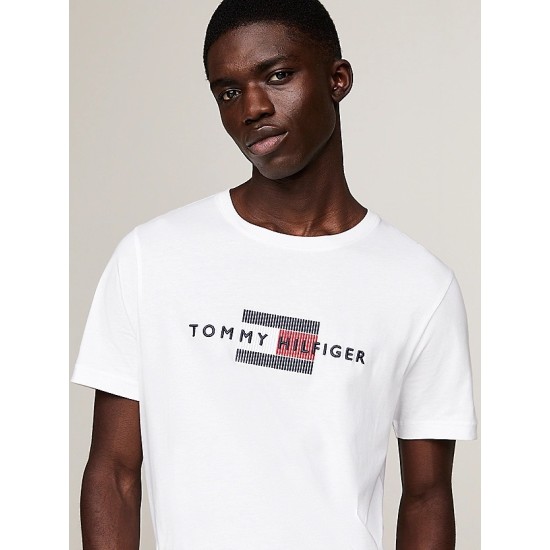 Tommy Hilfiger Hilfiger Flag Embroidery Tee White