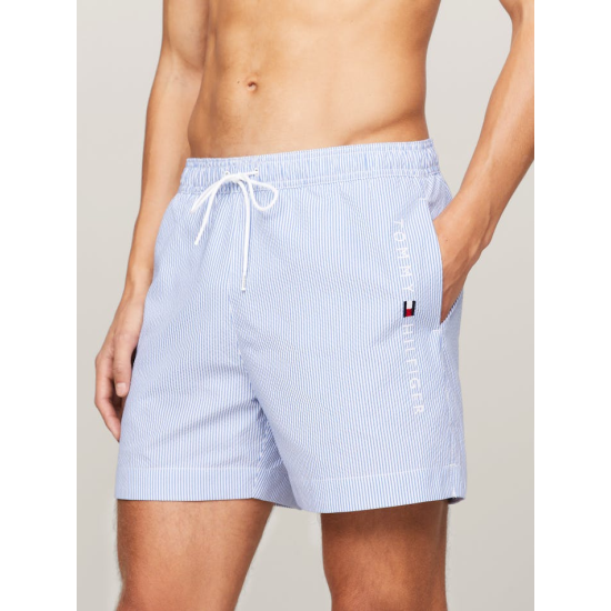 Tommy Hilfiger Medium Drawstring Swim Shorts Stripe Blue/White