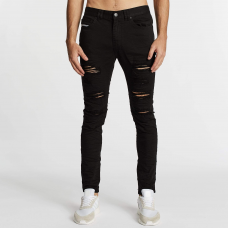 Nena and Pasadena Tyler Super Skinny Fit Jeans Destroyed Jet Black