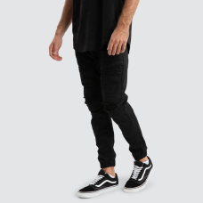 Nena and Pasadena Viper Denim Jogger Black