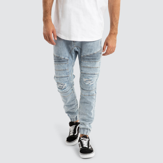 Nena and Pasadena Viper Denim Jogger Portland Blue