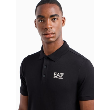 EA7 Emporio Armani Visibility Stretch Cotton Polo Black