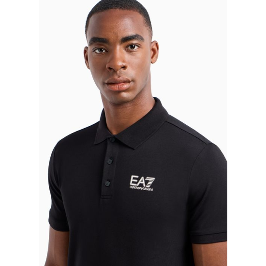 EA7 Emporio Armani Visibility Stretch Cotton Polo Black