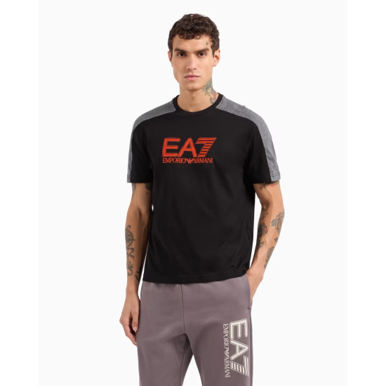 EA7 Emporio Armani Visibility Cotton Crew neck Tee Black/Orange