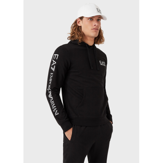 EA7 Emporio Armani Cotton Blend Logo Series Hood Black/White
