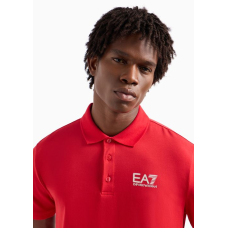 EA7 Emporio Armani Visibility Stretch Cotton Polo Red