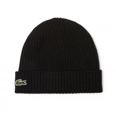 Lacoste Essential Ribbed Wool Beanie Black