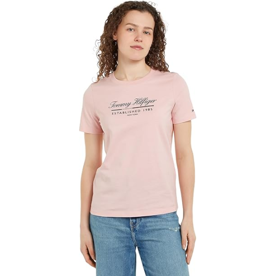 Tommy Hilfiger Reg Script Graphic Tee Delicate Pink Wmn