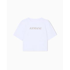 Armani Exchange Cropped Rhinestone Tee White