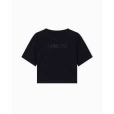Armani Exchange Cropped Rhinestone Tee Black