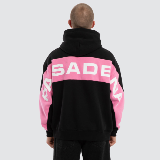 Nena and Pasadena Zone Box Fit Hoodie Black/Pink